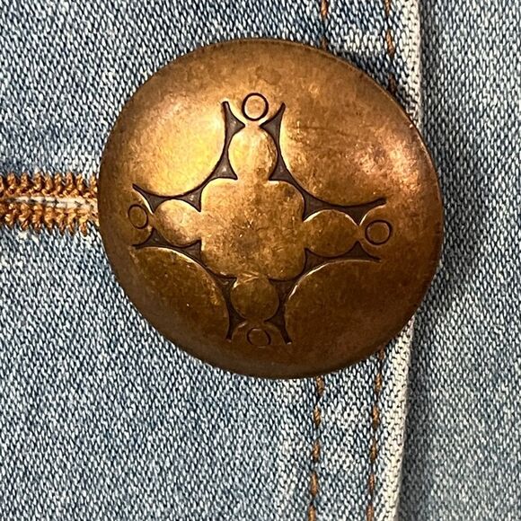 JUMP VTG Light Blue Denim Jacket Big Brass Buttons 1980’s MADE IN USA - Picture 3 of 8